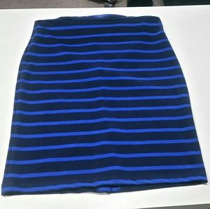 Navy striped pencil skirt